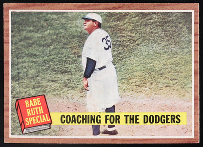 1962 TOPPS BASEBALL COACHING FOR THE DODGERS #142 BABE RUTH SPECIAL