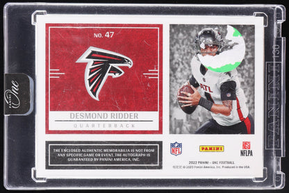 2022 Panini One Football Desmond Ridder Rookie Patch Auto 57/99