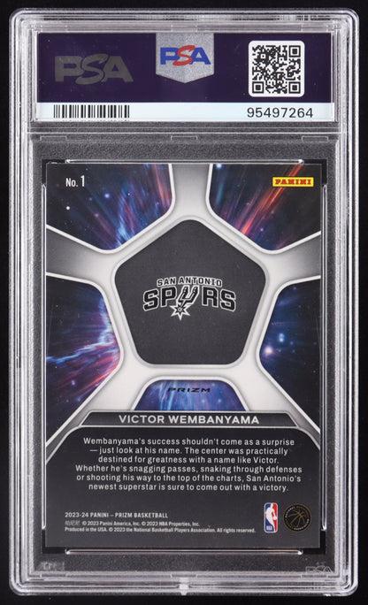 Victor Wembanyama 2023-24 Panini Prizm Deep Space Prizms Silver #1 RC (PSA 7)