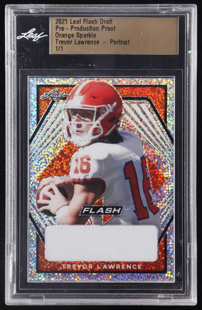 Trevor Lawrence 2021 Leaf Flash Draft Orange Sparkle Portrait Pre-Production Proof #NNO #1/1 RC