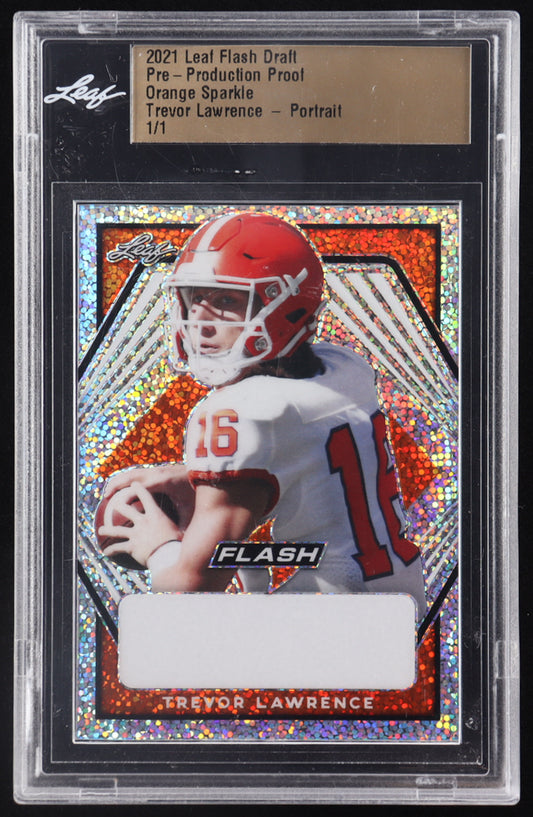 Trevor Lawrence 2021 Leaf Flash Draft Orange Sparkle Portrait Pre-Production Proof #NNO #1/1 RC