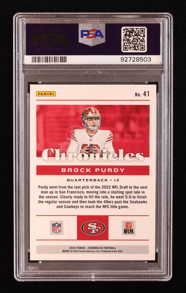 Brock Purdy 2022 Panini Chronicles #41 RC (PSA 9)
