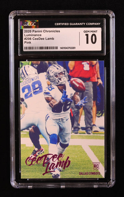 CeeDee Lamb 2020 Panini Luminance Pink #206 RC / CHRONICLES (CGC 10)