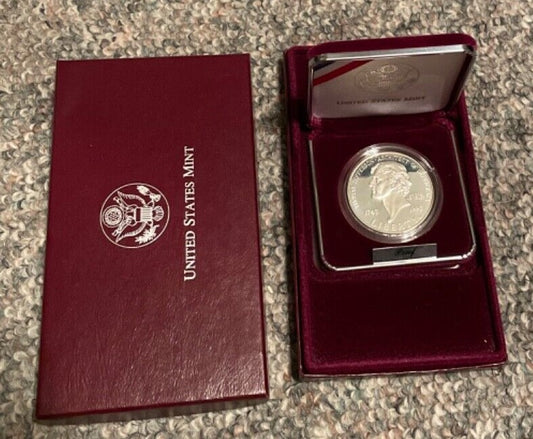 1993 S Thomas Jefferson 250th Anniversary Proof Silver Dollar Coin w/Box