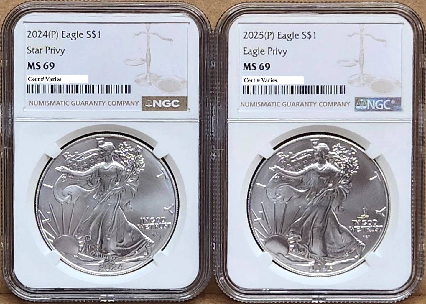 2025 P Silver Eagle with Eagle Privy NGC MS69 with Brown Label