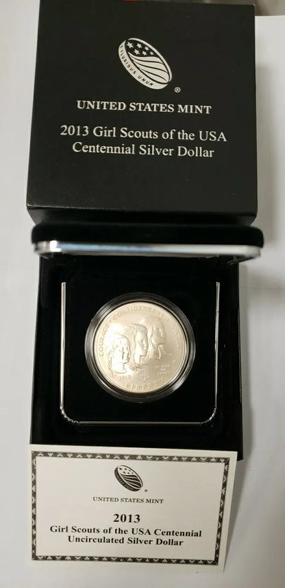 2013 Girl Scout of the USA Centennial Uncirculated silver dollar coin