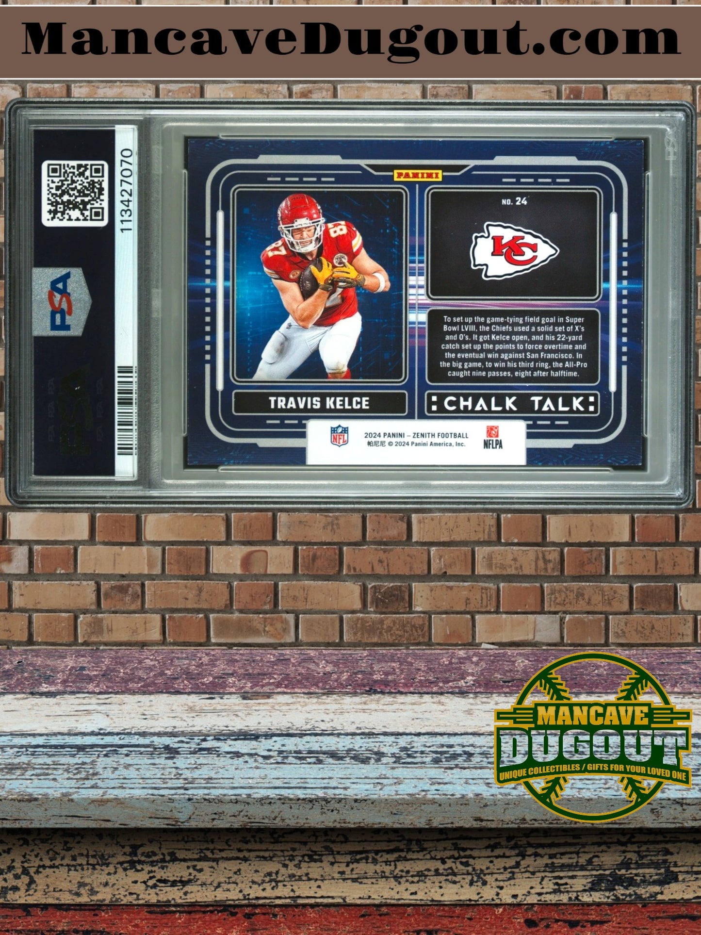 2024 Panini Zenith #24 Travis Kelce – Chalk Talk – PSA 8 (NM MT)