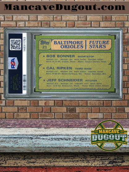 1982 Topps Orioles Future Stars #21 - Bonner • Cal Ripken Jr. • Schneider PSA 6 (EX MT)