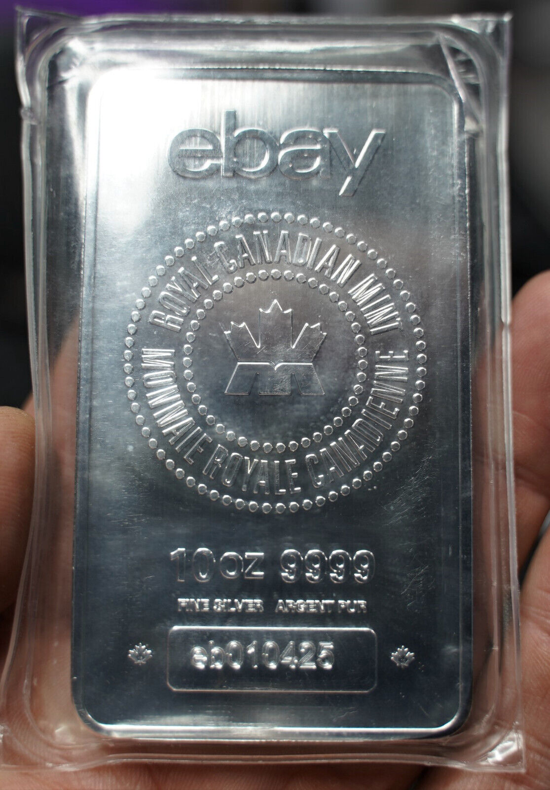 10 oz. .9999 Fine Silver Bar - Ebay/Royal Canadian Mint - Dual-Branded (Rare)