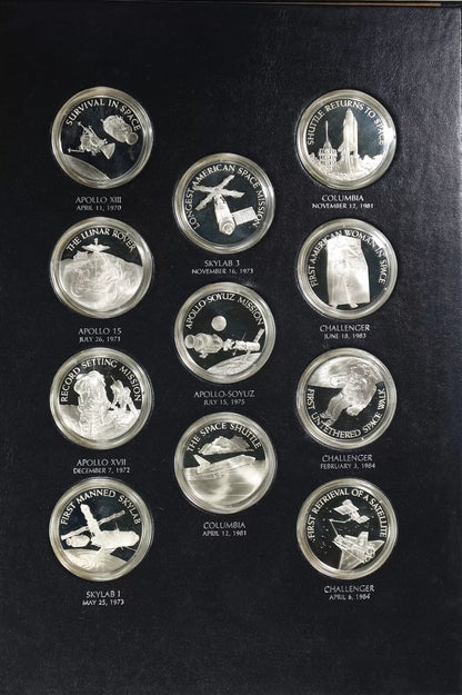 Franklin Mint Official American Space Flight Silver Anniversary 24 Silver Medals