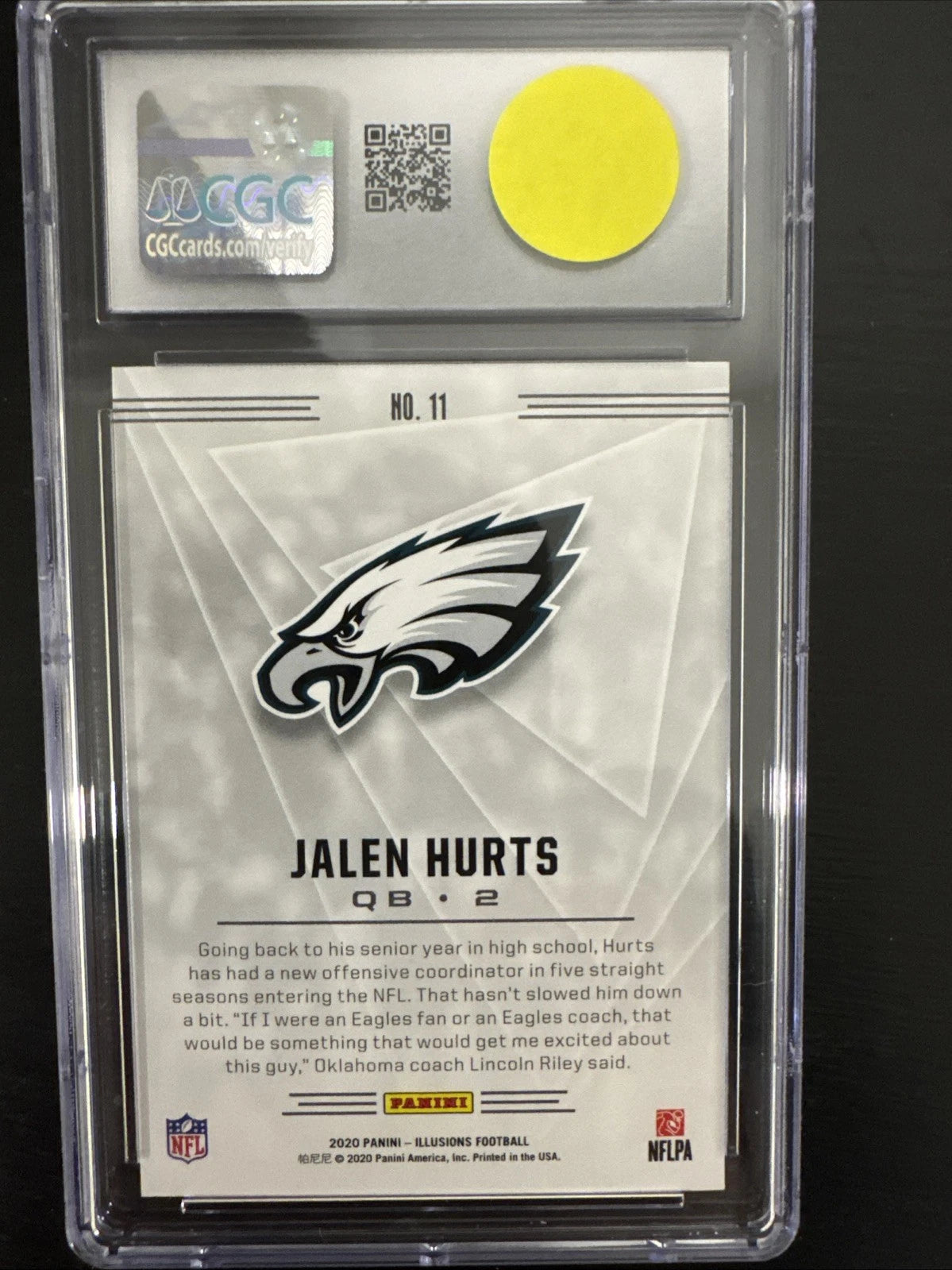 2020 Panini Illusions Jalen Hurts Eagles Rookie Holo Card #11 – CGC-Gem Mint 10