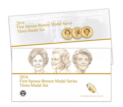 2016 First Spouse Bronze Medal Series Three (3) Medal Set U.S. Mint Unc