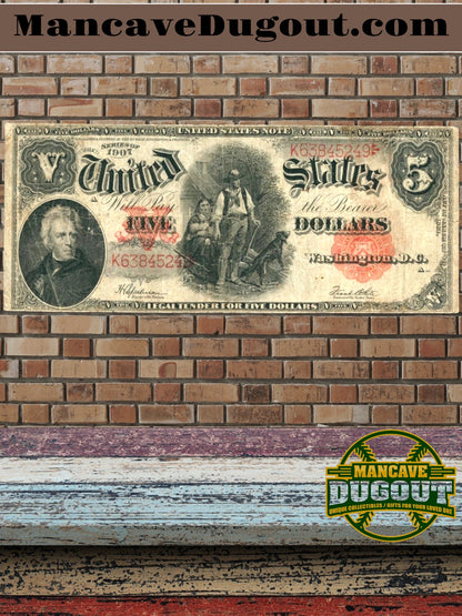 1907 US $5 Note  Legal Tender - Woodchopper  Currency
