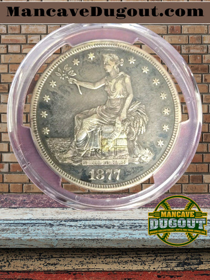 1877 S Trade Dollar — PCGS XF - San Francisco Mint • Extra Fine Detail • Noted Graffiti