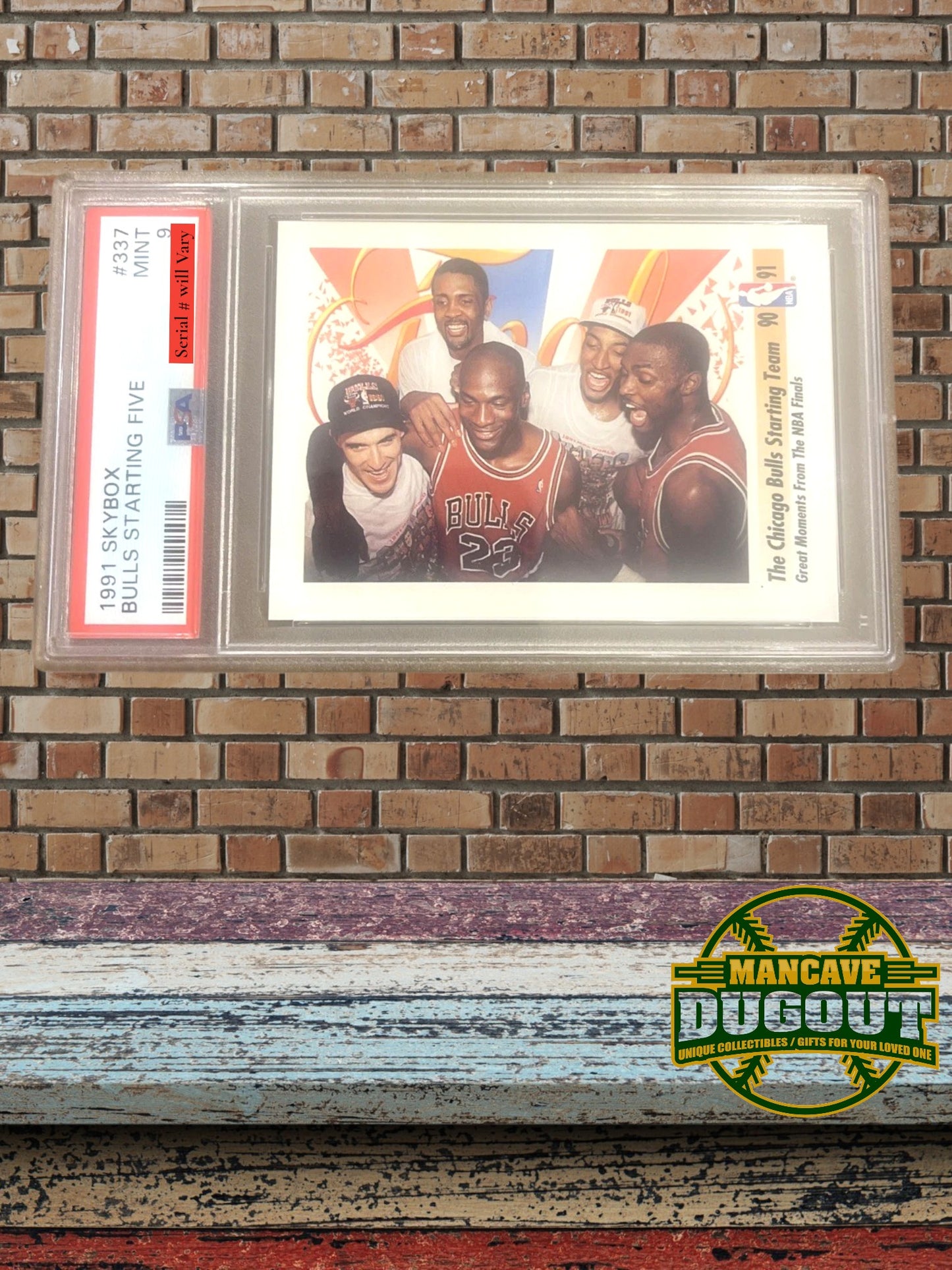 1991 SkyBox #337 Chicago Bulls Starting 5 – PSA 9 Mint - Jordan • Pippen • Grant • Paxson • Cartwright