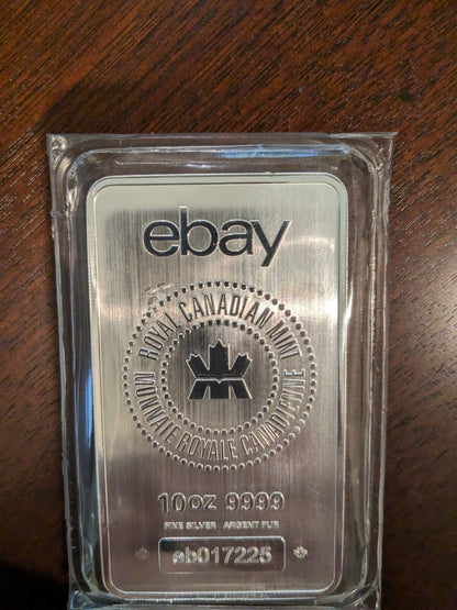 10 oz. .9999 Fine Silver Bar - Ebay/Royal Canadian Mint - Dual-Branded (Rare)