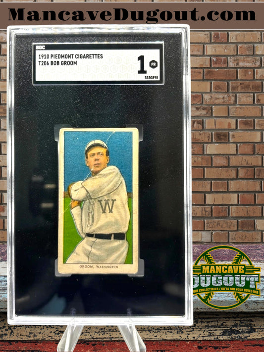 1910 T206 Piedmont Cigarettes - Bob Groom – Washington Senators SGC 1