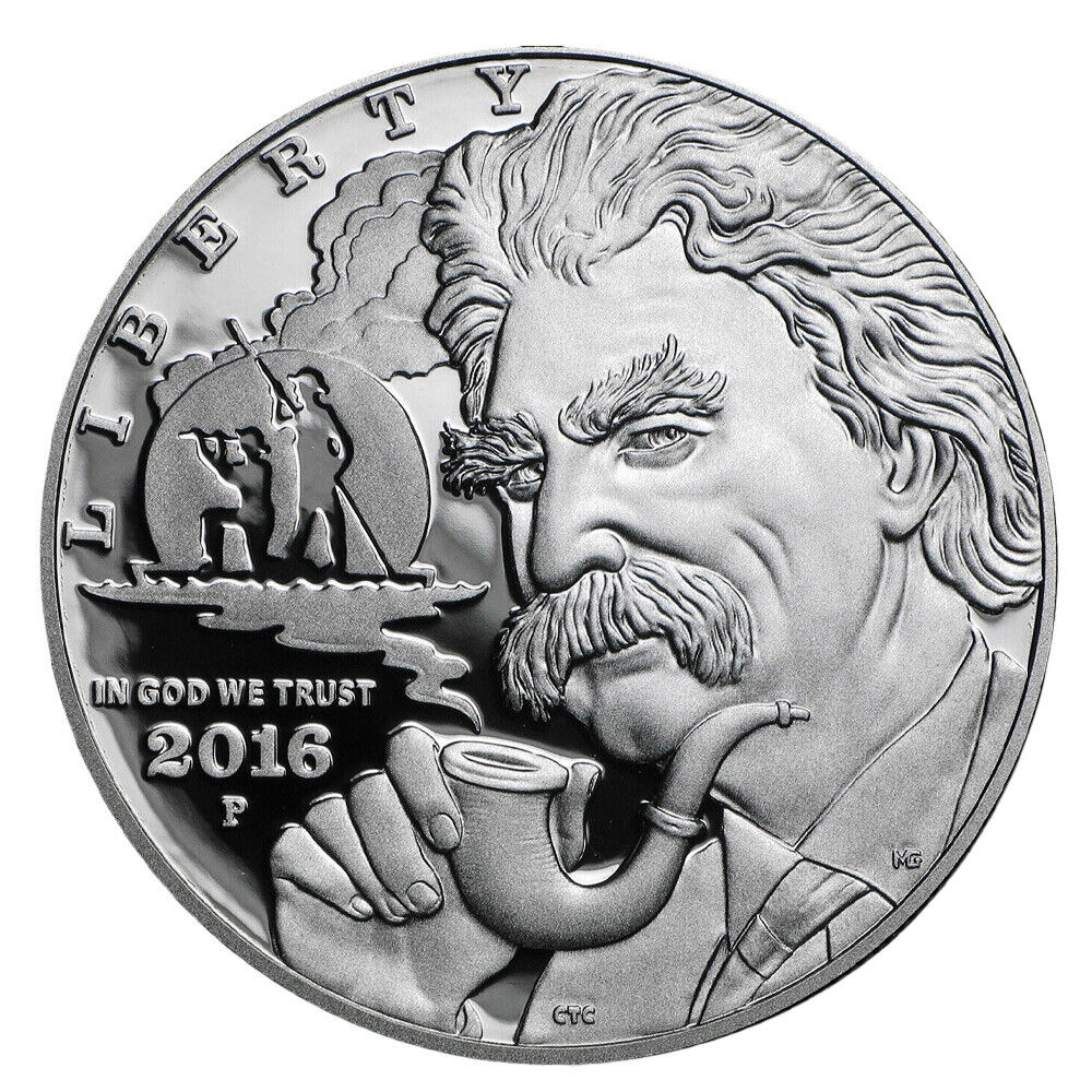 2016-P $1 Proof Mark Twain Commemorative Silver Dollar, OGP & COA