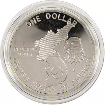 1991 The Korean War’s 38th Anniversary and the 38th Parallel Proof Silver Dollar