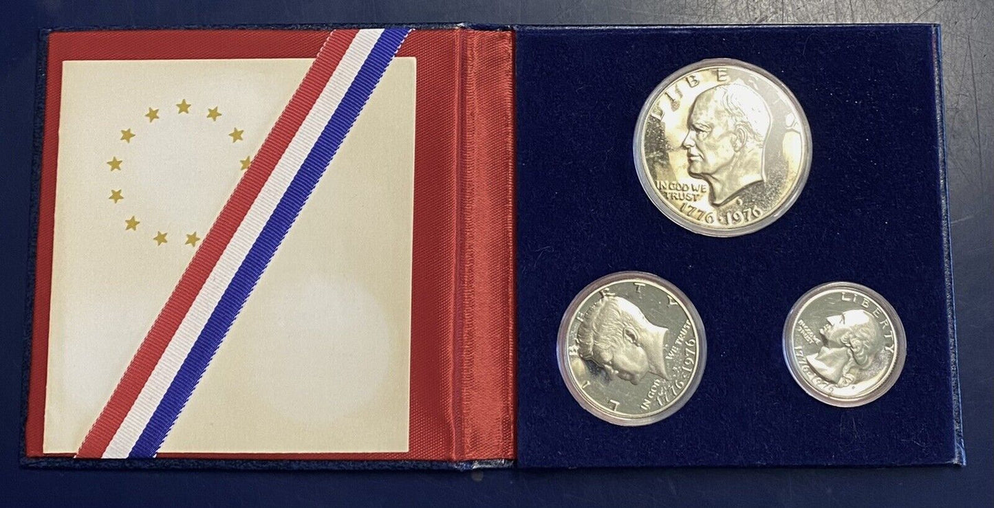 1976 US Mint Bicentennial 3 Piece Silver Proof Set