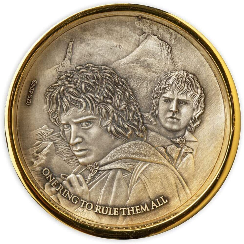 2023 Samoa 3 oz Silver The Lord Of The Rings - One Ring Gold Plated