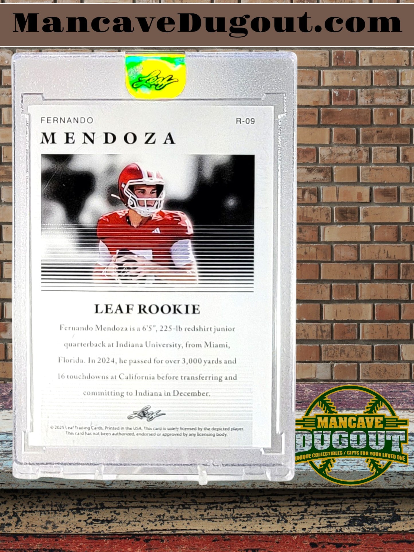 2025 Leaf Rookie – Fernando Mendoza #R 09 - Indiana – Rookie Card (RC) - Factory Leaf Sealed Slab