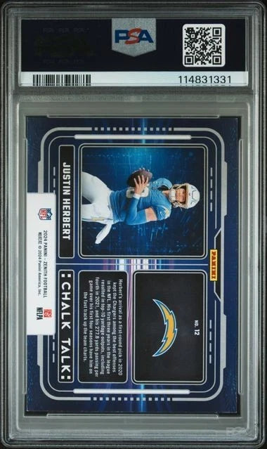 2024 Panini Zenith–Chalk Talk Red-Justin Herbert #12-PSA NM MT 8