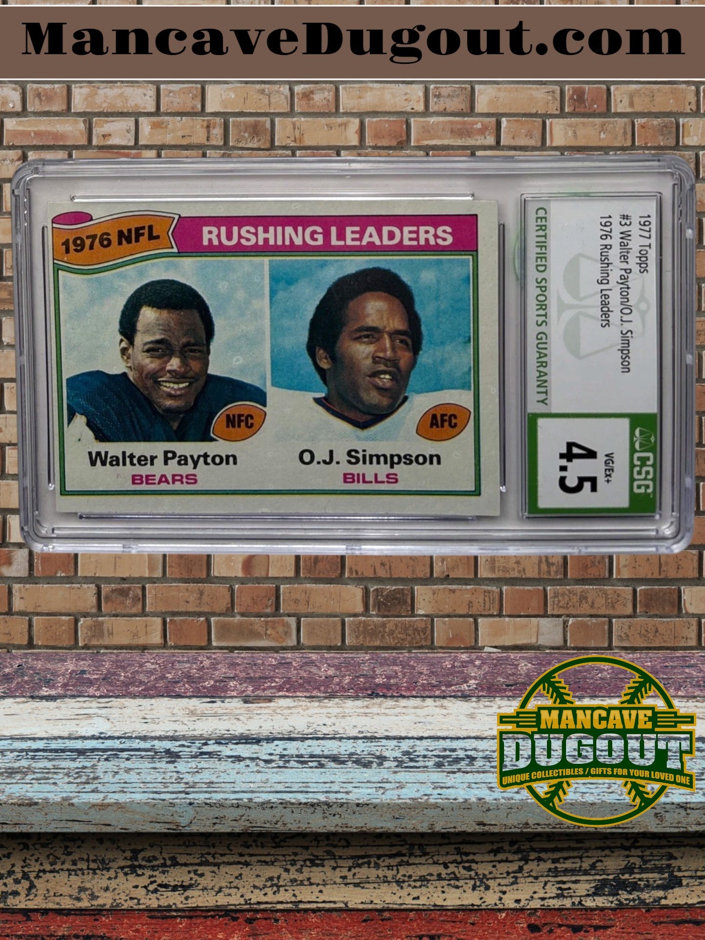 1977 Topps Rushing Leaders #3 – Payton / Simpson – CSG 4.5
