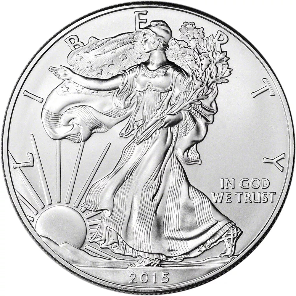 2015 American Silver Eagle 1 oz $1 - 1 Roll - Twenty 20 BU Coins in Mint Tube