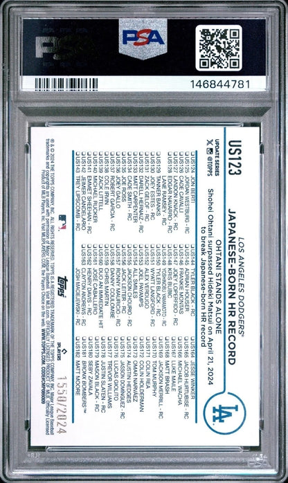 Shohei Ohtani - Gold Parallel Japanese Home Run Record #US123 - Serial 1550/2024 — PSA 9