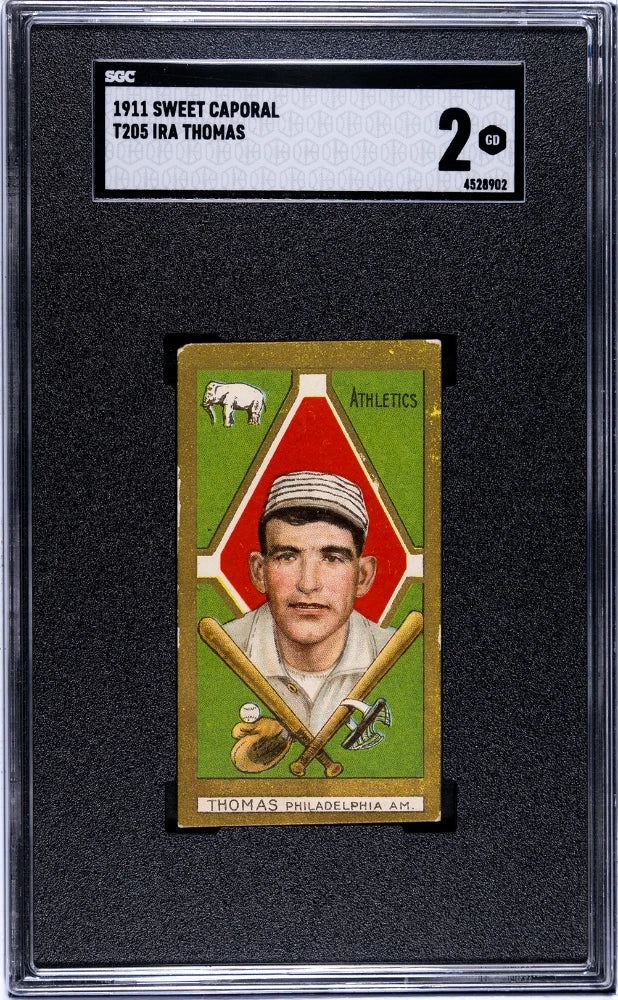 1911 T205 Gold Border – Ira Thomas - Philadelphia Athletics – Sweet Caporal Back SGC 2