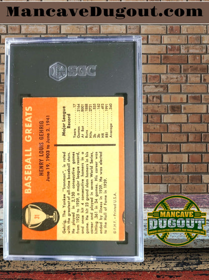 1961 Fleer Baseball Greats #31 – LOU GEHRIG - SGC 5 (EX) – New York Yankees – Hall of Fame Legend