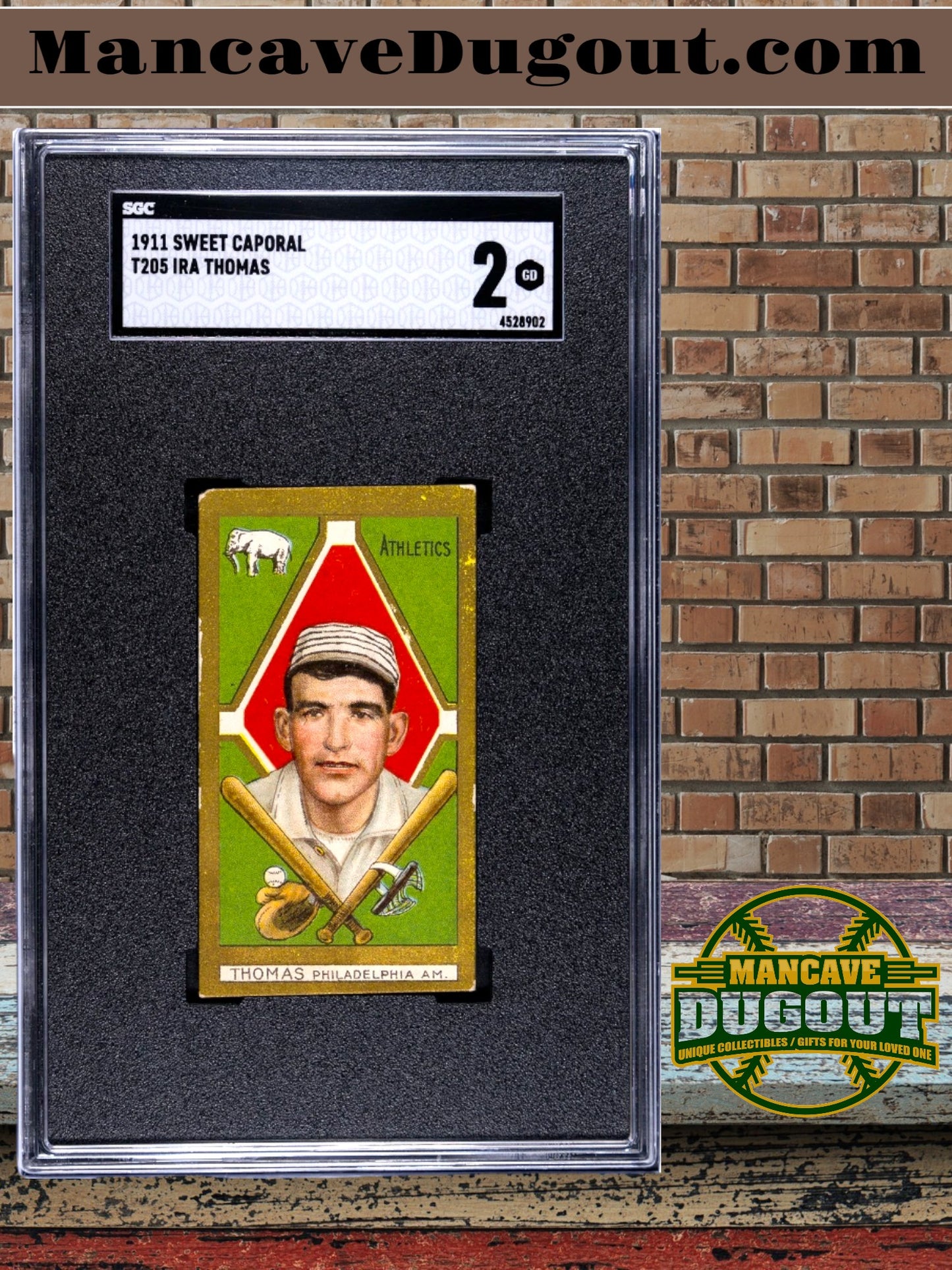 1911 T205 Gold Border – Ira Thomas - Philadelphia Athletics – Sweet Caporal Back SGC 2