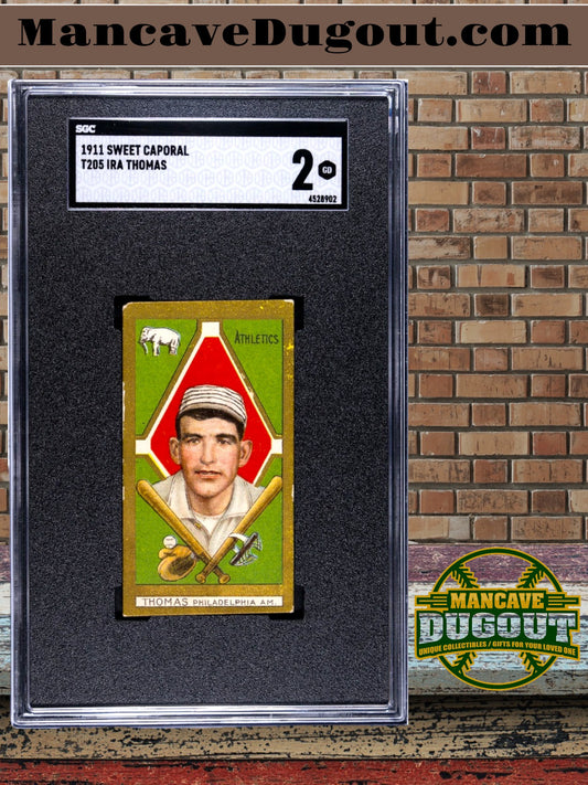 1911 T205 Gold Border – Ira Thomas - Philadelphia Athletics – Sweet Caporal Back SGC 2