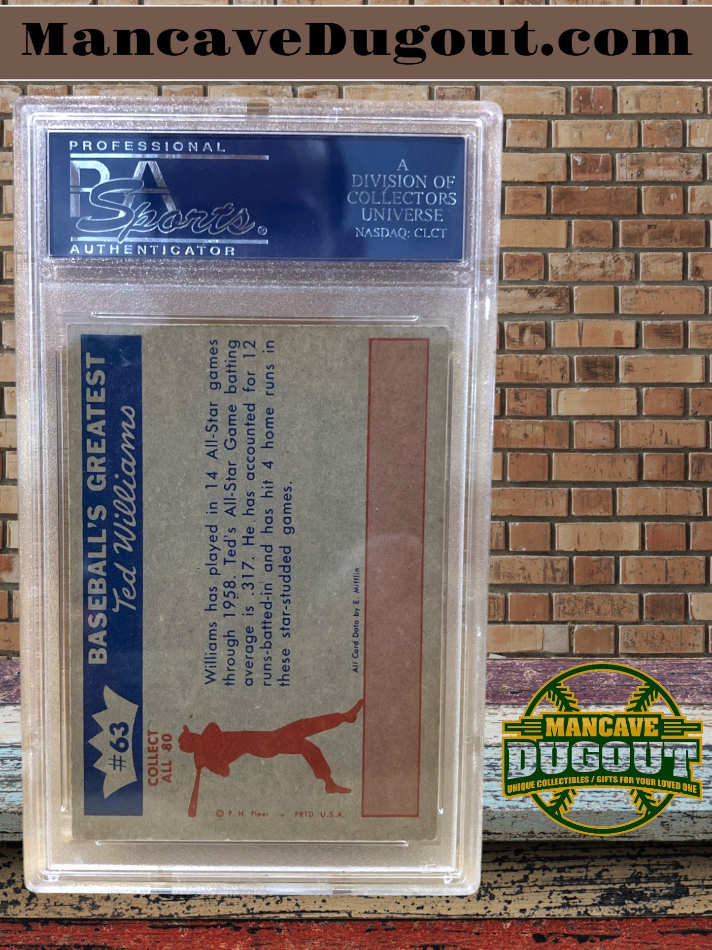 1959 Fleer Ted Williams #63 — “Ted’s All Star Record” - Boston Red Sox — PSA 6 (EX MT)