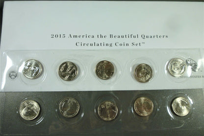 2015 American the Beautiful Quarters Circulating P&D 10 Coin Mint Set