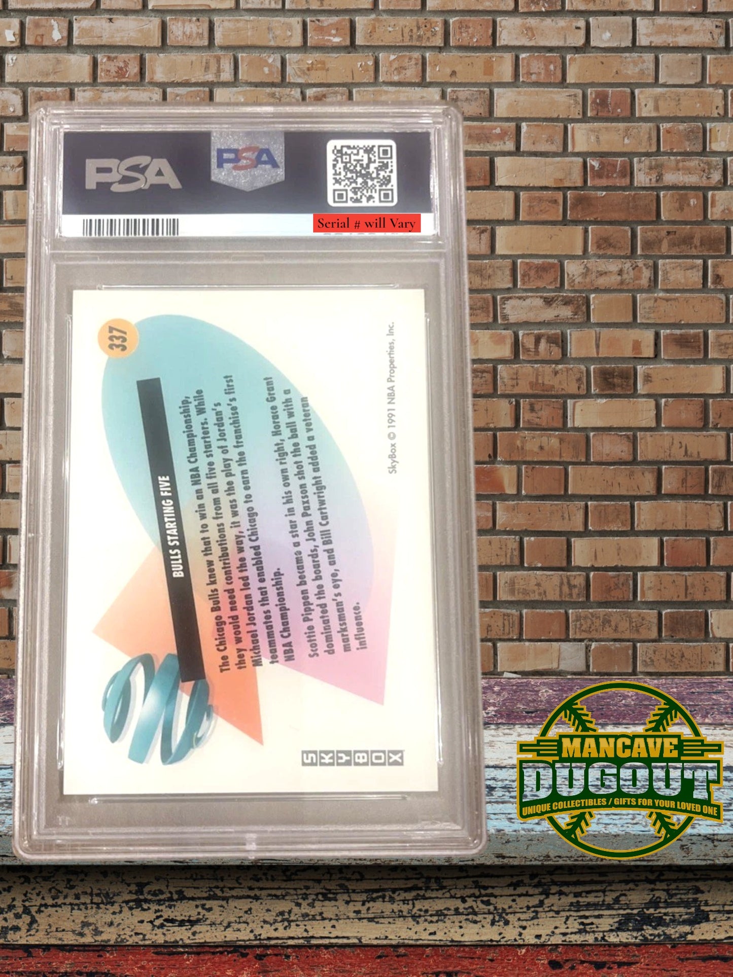 1991 SkyBox #337 Chicago Bulls Starting 5 – PSA 9 Mint - Jordan • Pippen • Grant • Paxson • Cartwright