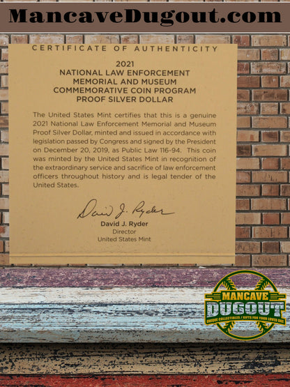 2021 National Law Enforcement Memorial - Proof Silver Dollar – Philadelphia Mint (P) – 99.9% Silver