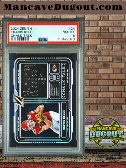 2024 Panini Zenith #24 Travis Kelce – Chalk Talk – PSA 8 (NM MT)