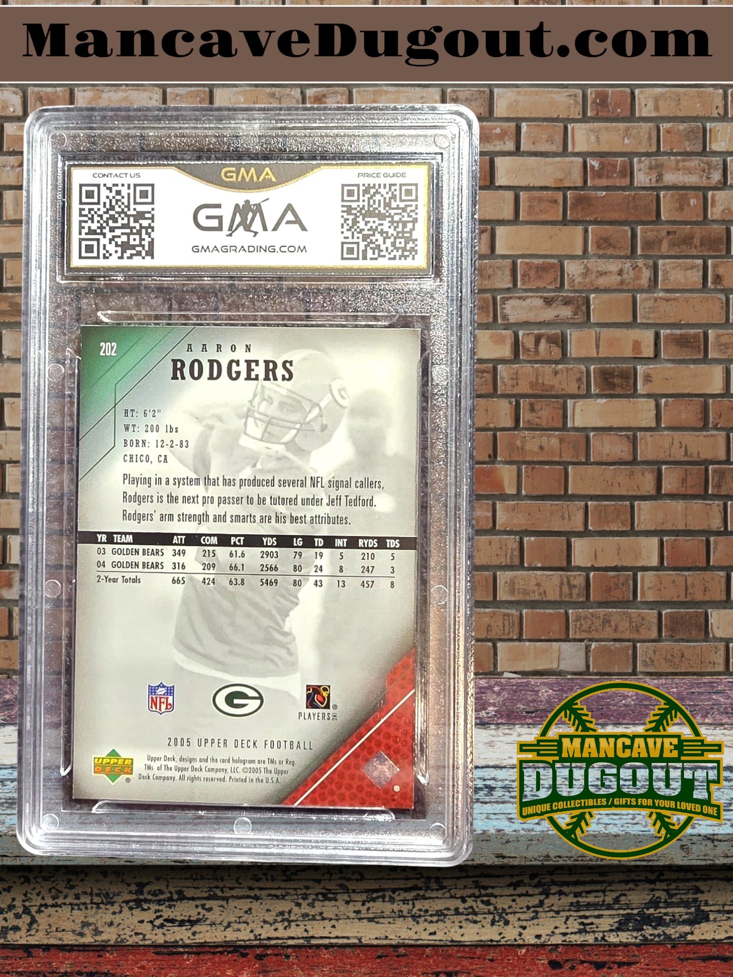 2005 Upper Deck - Aaron Rodgers Rookie Card - RC #202 - GMA 8.5 - Green Bay Packers