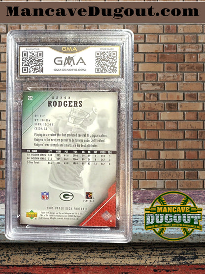 2005 Upper Deck - Aaron Rodgers Rookie Card - RC #202 - GMA 8.5 - Green Bay Packers