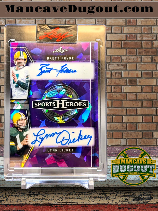 2025 Leaf Sports Heroes Dual Auto Brett Favre/Lynn Dickey SSP 2/8 ! Leaf Sealed+Bonus Card 1/1