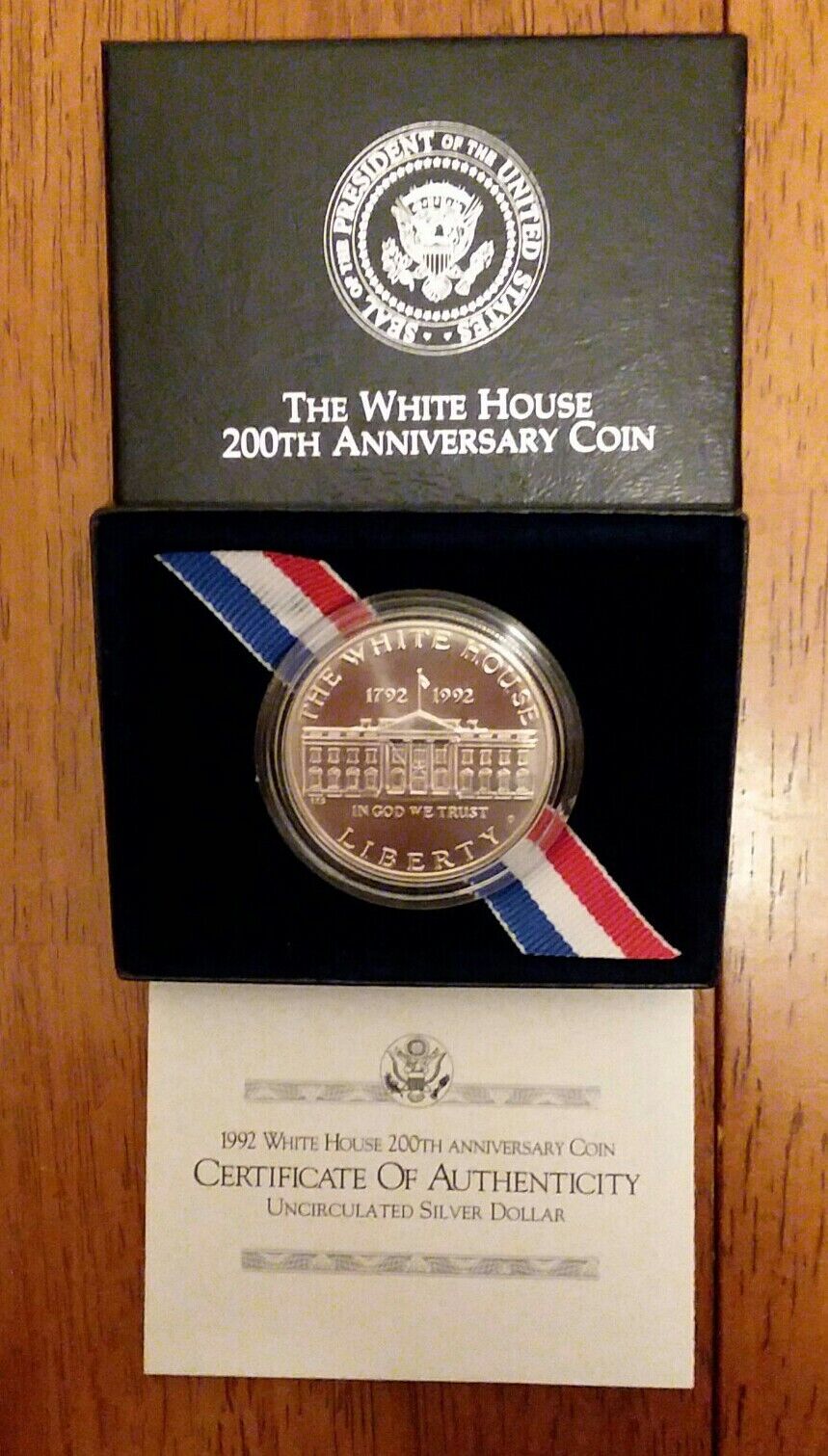 1992 The White House 200th Anniversary Coin Proof Silver Dollar with Box and COA