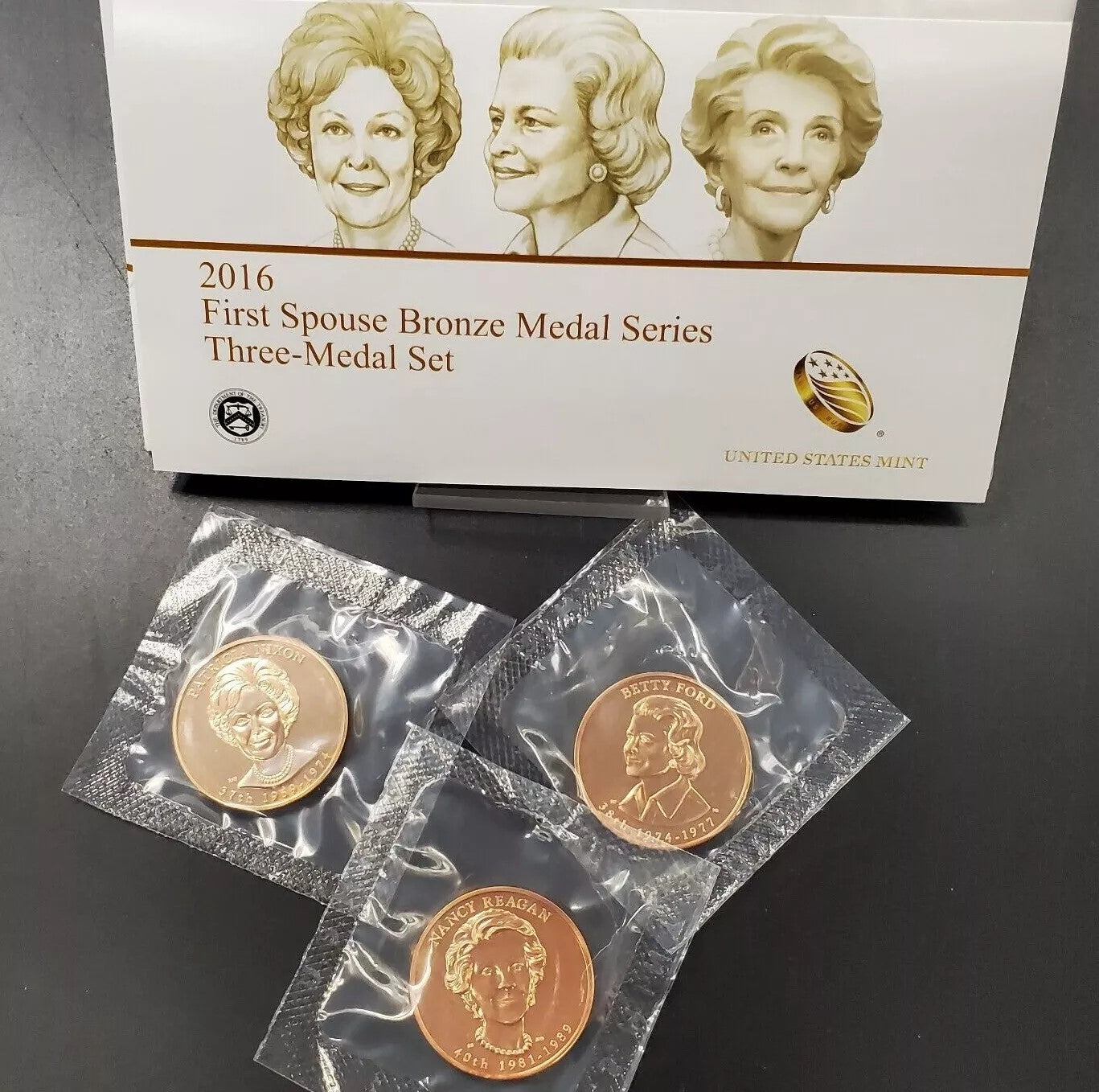 2016 First Spouse Bronze Medal Series Three (3) Medal Set U.S. Mint Unc