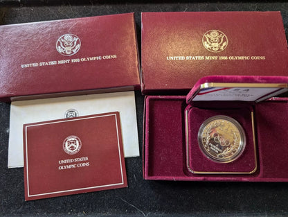 1988-S Olympic $1 Silver Commemorative Proof (w/Box & COA)