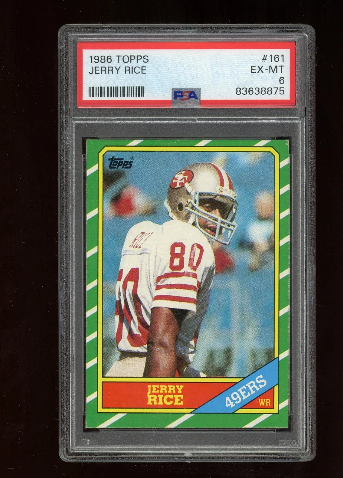 1986 Topps #161 Jerry Rice PSA 6 HOF RC 49ers