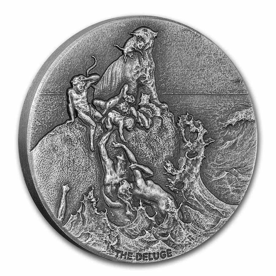 2022 2 oz .999 Silver Coin -The Deluge- Biblical Series - Mintage of only 1,499.