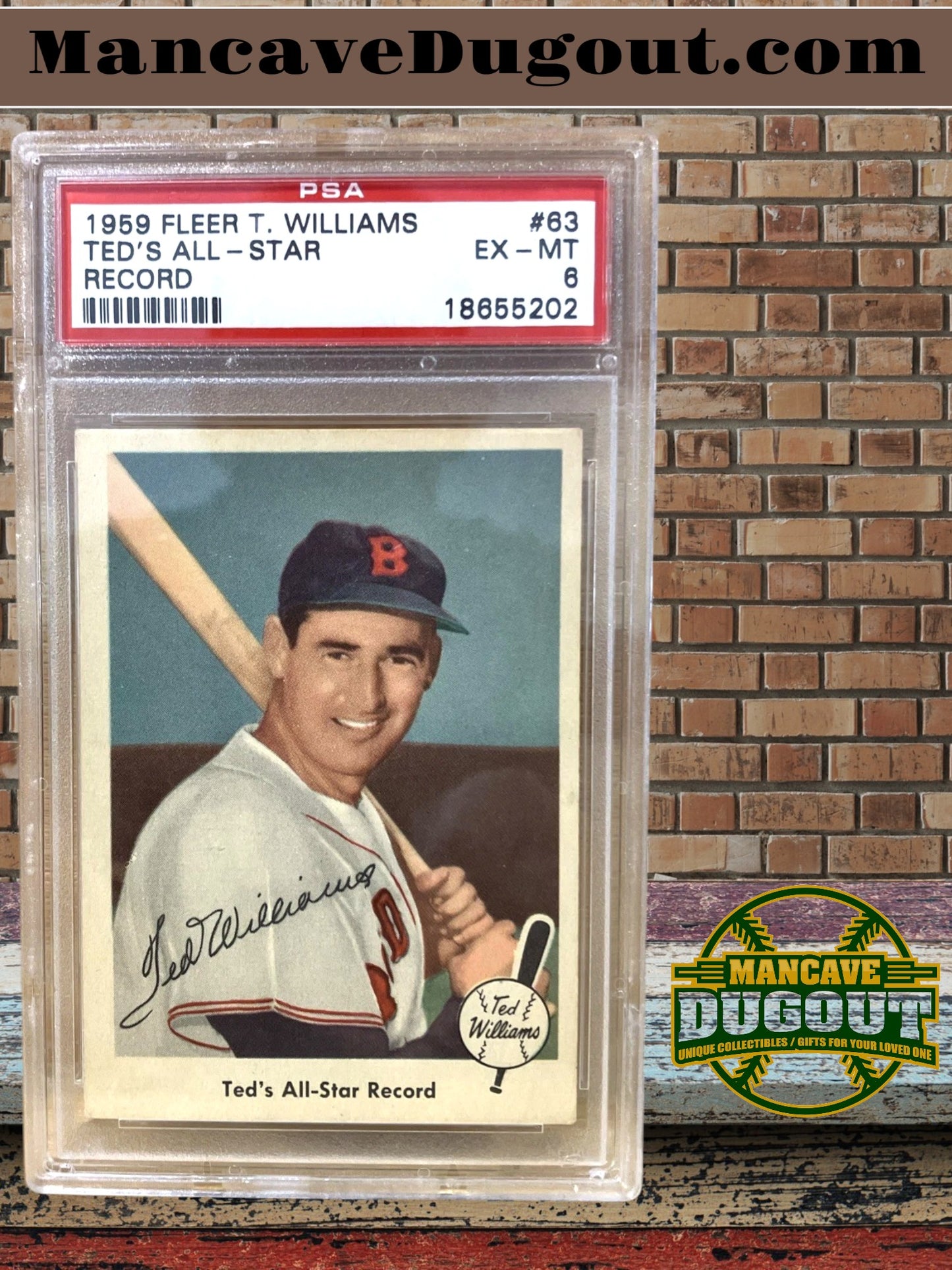 1959 Fleer Ted Williams #63 — “Ted’s All Star Record” - Boston Red Sox — PSA 6 (EX MT)