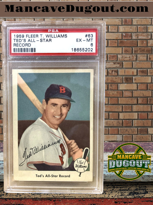 1959 Fleer Ted Williams #63 — “Ted’s All Star Record” - Boston Red Sox — PSA 6 (EX MT)