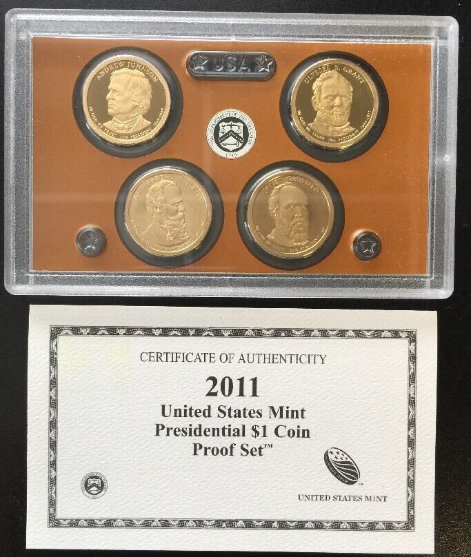 2011 U.S. Mint Presidential 1$ Dollar Coin Proof Set Complete With Box & COA